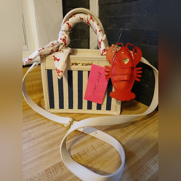 Betsey Johnson Handbags - Betsey Johnson NWT Striped Mini Tote W/Lobster Charm (NAUTICAL VIBES)